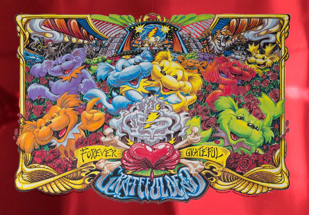 FOREVER GRATEFUL DEAD , RED FOIL , 2018 , AJ MASTHAY , POSTER , ART PRINT , ARTIST PROOF